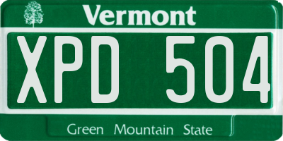 VT license plate XPD504