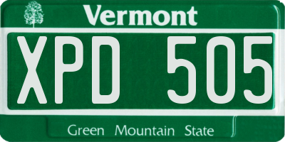 VT license plate XPD505