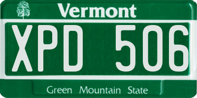 VT license plate XPD506