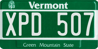 VT license plate XPD507
