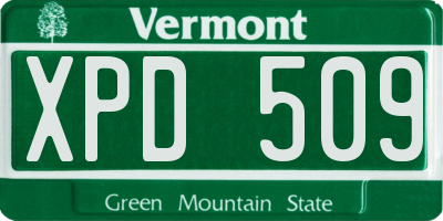 VT license plate XPD509