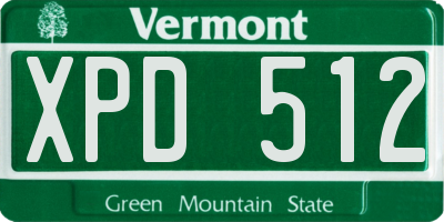 VT license plate XPD512