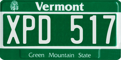 VT license plate XPD517