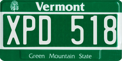 VT license plate XPD518
