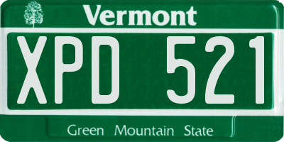 VT license plate XPD521