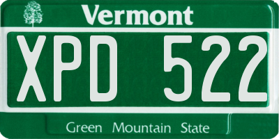 VT license plate XPD522