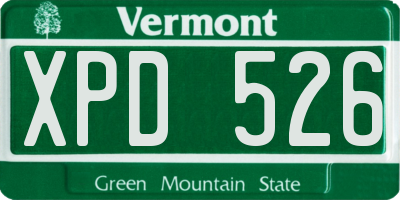VT license plate XPD526