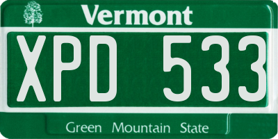 VT license plate XPD533