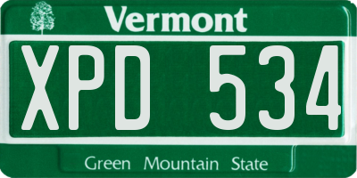 VT license plate XPD534