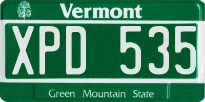 VT license plate XPD535