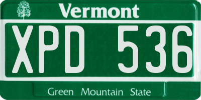VT license plate XPD536