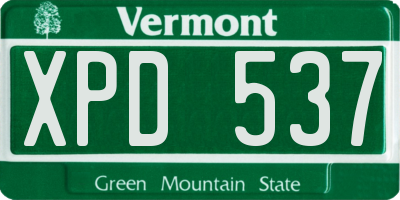VT license plate XPD537