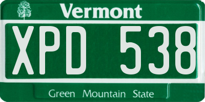 VT license plate XPD538