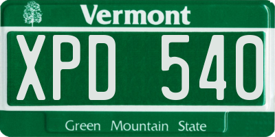 VT license plate XPD540