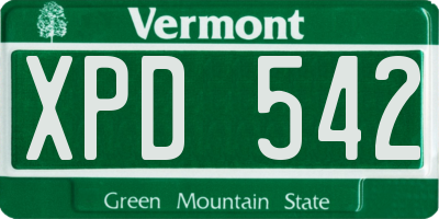 VT license plate XPD542