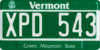 VT license plate XPD543
