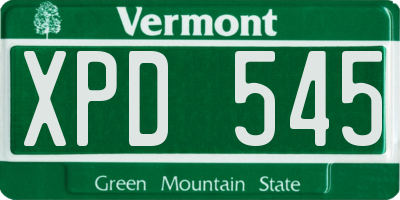 VT license plate XPD545