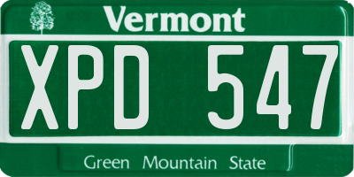 VT license plate XPD547