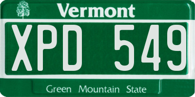 VT license plate XPD549