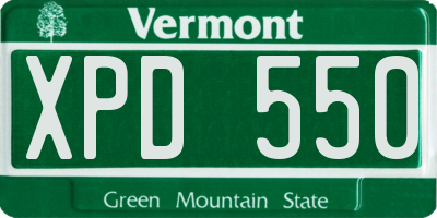 VT license plate XPD550