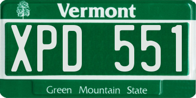 VT license plate XPD551