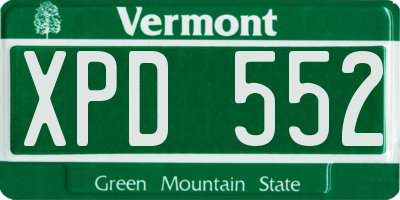 VT license plate XPD552