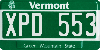 VT license plate XPD553