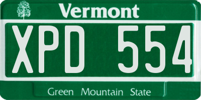 VT license plate XPD554