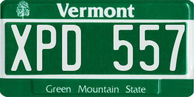 VT license plate XPD557