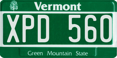 VT license plate XPD560
