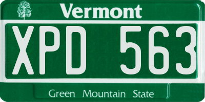VT license plate XPD563