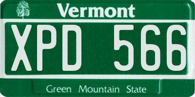 VT license plate XPD566