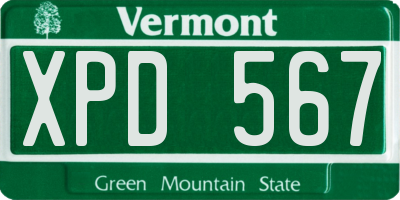 VT license plate XPD567
