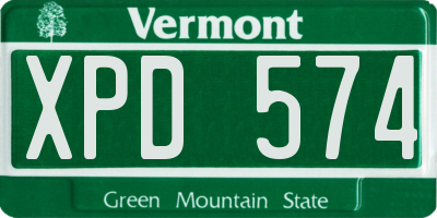 VT license plate XPD574