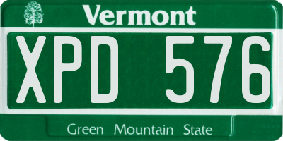 VT license plate XPD576