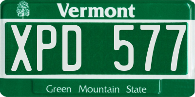 VT license plate XPD577
