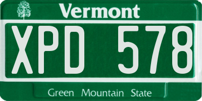 VT license plate XPD578