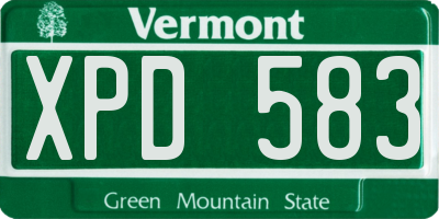 VT license plate XPD583
