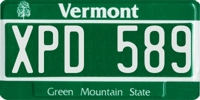 VT license plate XPD589