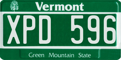 VT license plate XPD596