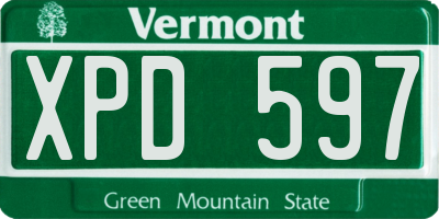 VT license plate XPD597