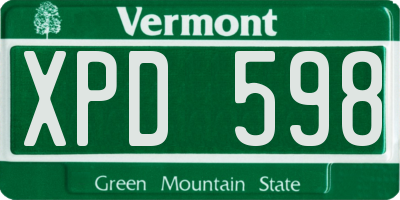 VT license plate XPD598