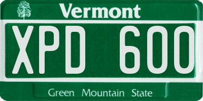 VT license plate XPD600