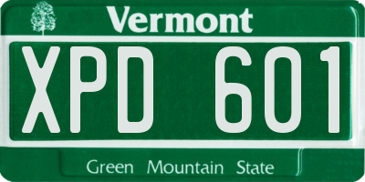 VT license plate XPD601