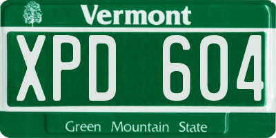 VT license plate XPD604