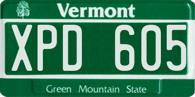 VT license plate XPD605