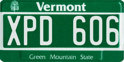 VT license plate XPD606