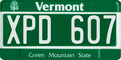 VT license plate XPD607