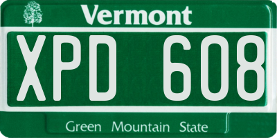 VT license plate XPD608