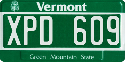 VT license plate XPD609
